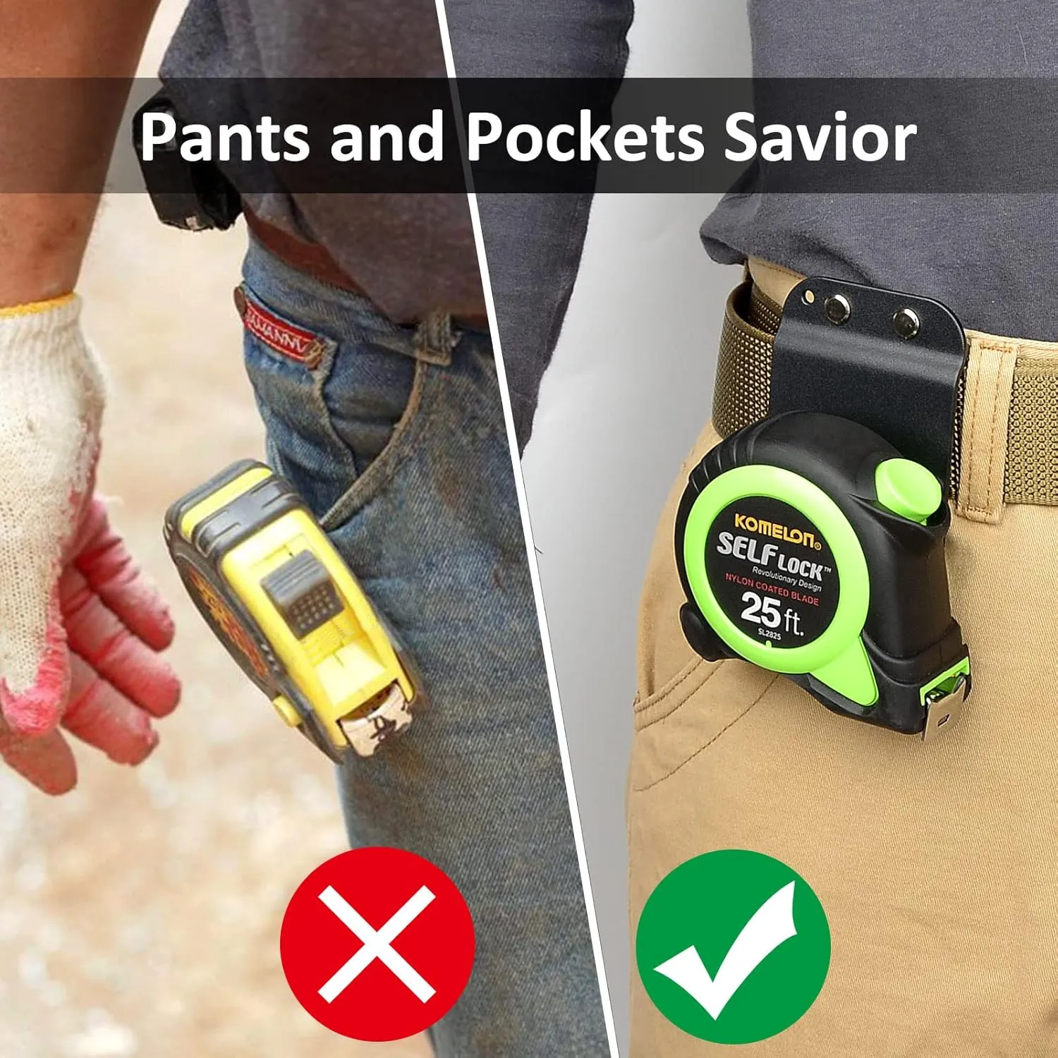 TapeCatcher, Tape Measure Holder for Belt, Low-Profile Tape Measure Belt Clip, Fits up to 2" Tool Belt, Tape Accessories