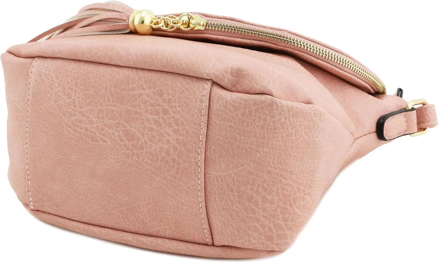 Tassel Accent Crossbody Bag with Flap Top (Dusty Pink)