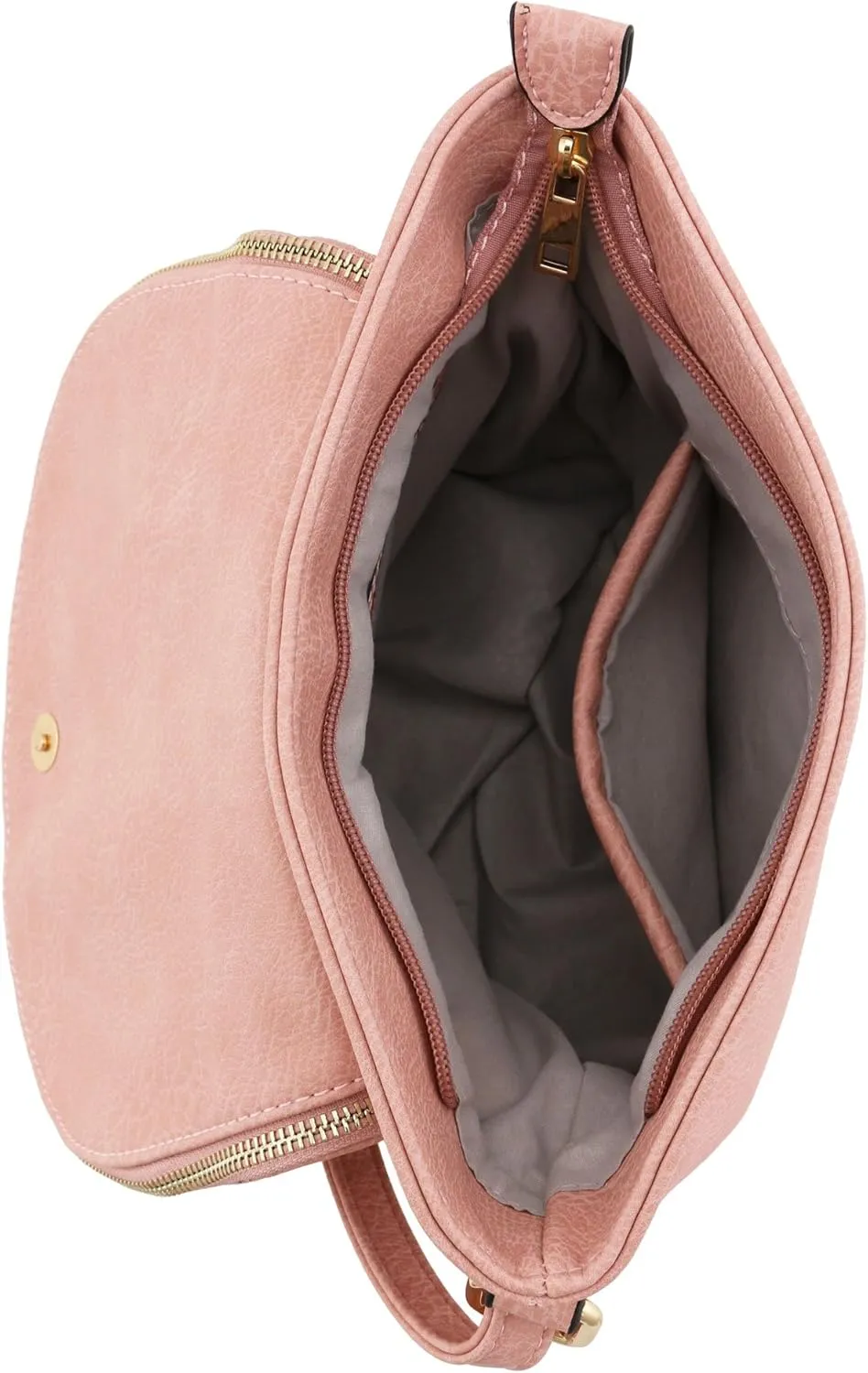 Tassel Accent Crossbody Bag with Flap Top (Dusty Pink)
