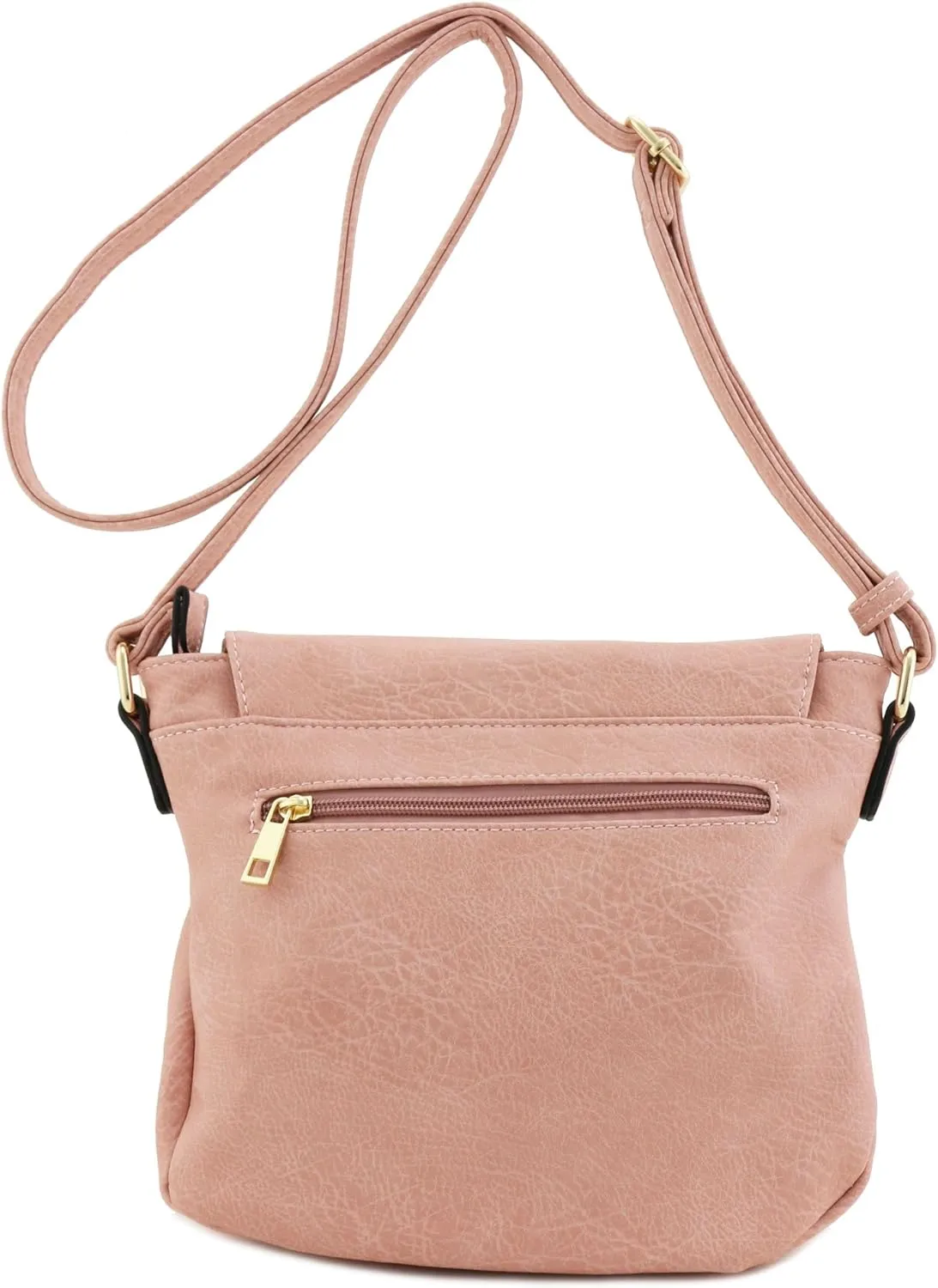 Tassel Accent Crossbody Bag with Flap Top (Dusty Pink)