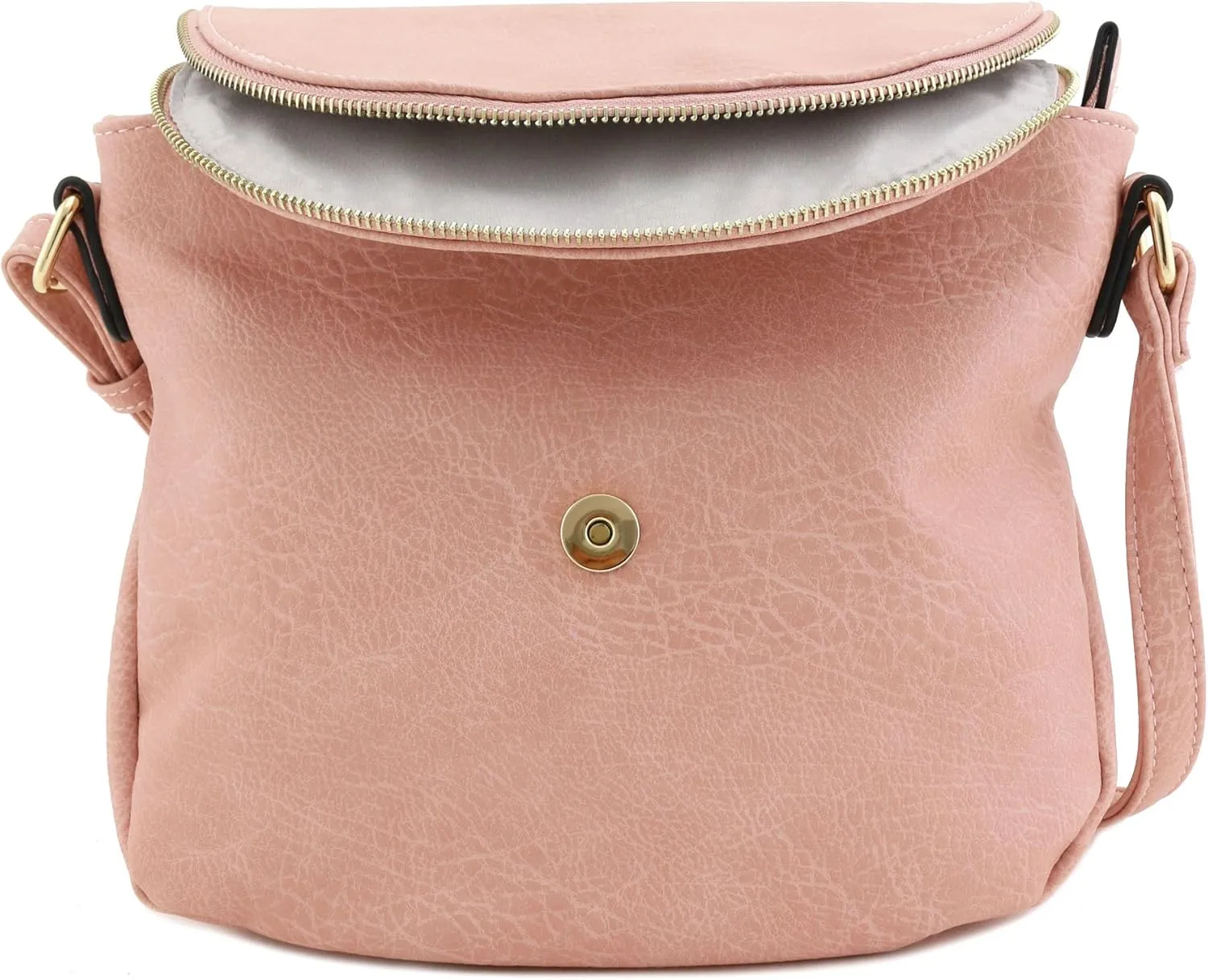 Tassel Accent Crossbody Bag with Flap Top (Dusty Pink)