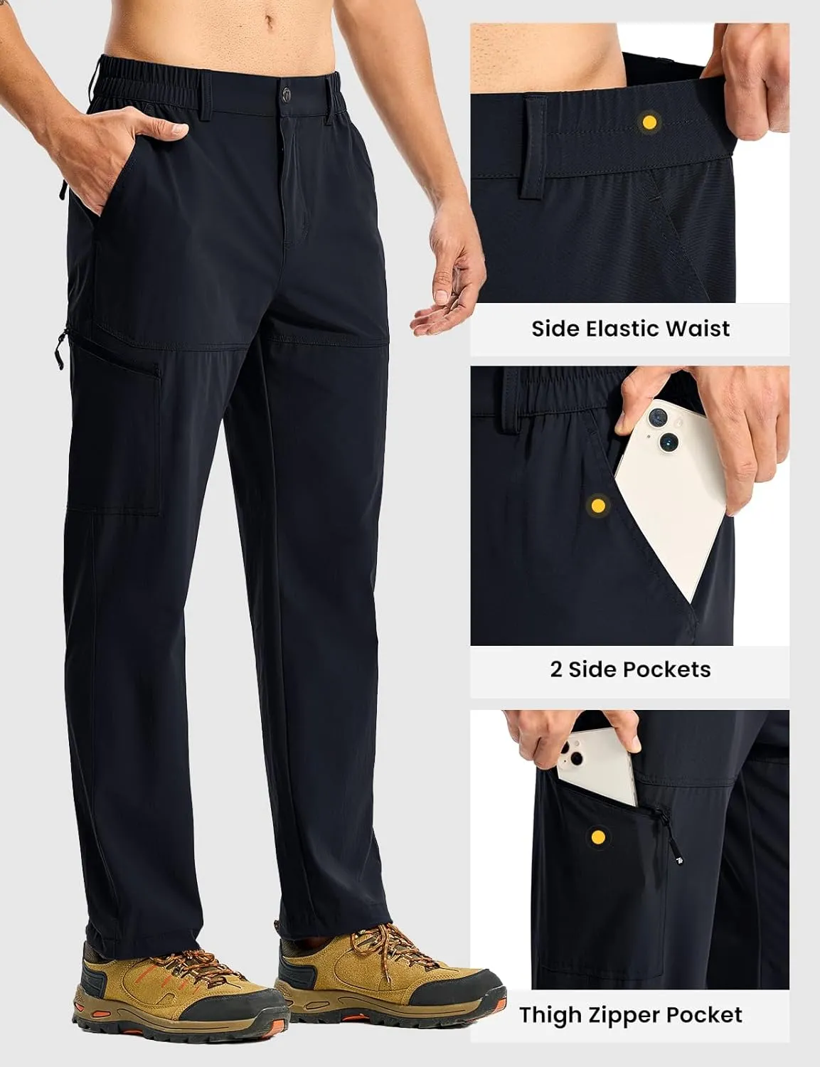 TBMPOY Men's Lightweight Hiking Pants Quick Dry 4 Pockets Stretch Water Resistant Travel Fishing Convertible Zip Cargo Jogger
