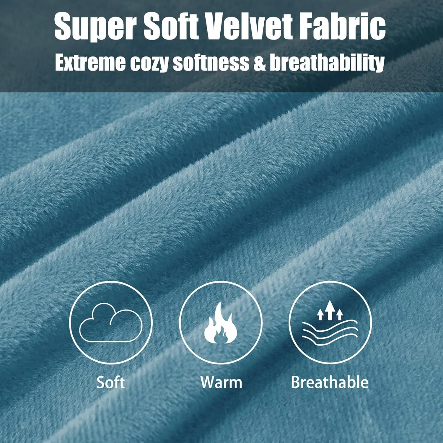 TELUS 2 Pack Zippered Velvet Standard Pillowcases, Super Soft and Cozy Luxury Fuzzy Flannel Pillow Cases with Zipper, 20x26 Inches, Light Blue
