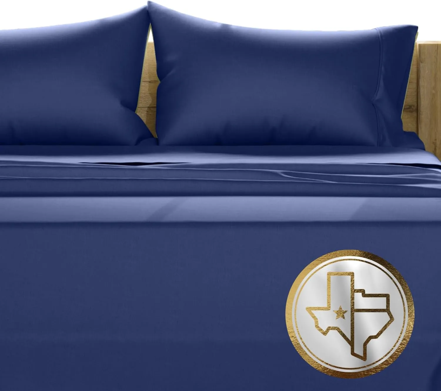 Texas Linen Co. 100% Egyptian Cotton King Size Sheets Set - Luxury 1500 Thread Count Egyptian Cotton Sheets King Size, 17" Deep Pocket, Soft, Cooling Sateen Weave Hotel Quality Bedding Set - Navy Blue