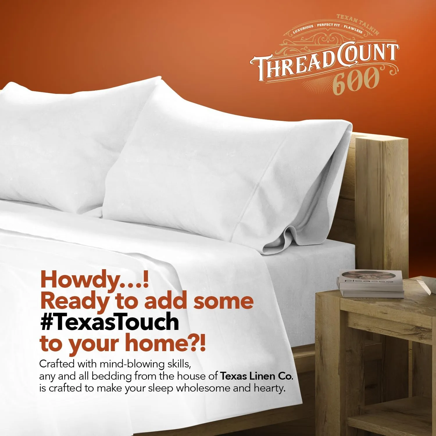 TEXAS LINEN CO. 100% Egyptian Cotton Sheets, 600 Thread Count 4 PC Queen Size Sheet Set, Soft, Cooling, High Thread Count Sateen, Extra Long Staple Luxury Bedding, 16 in Deep Pocket - Dark Grey