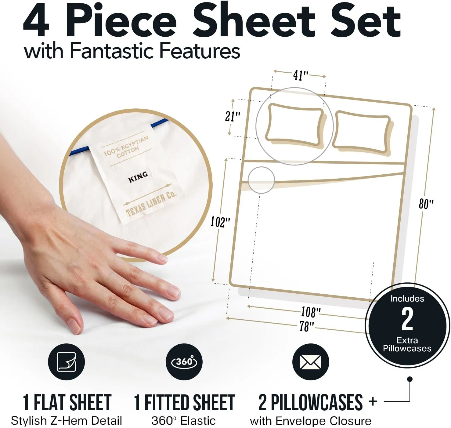 TEXAS LINEN CO. 100% Egyptian Cotton Sheets King Size - 1500 Thread Count King Sheet Set Egyptian Cotton, 4 PC Luxury Bedsheet (Burgundy), Soft, Cooling, 17" Deep Pocket Bedsheet Set