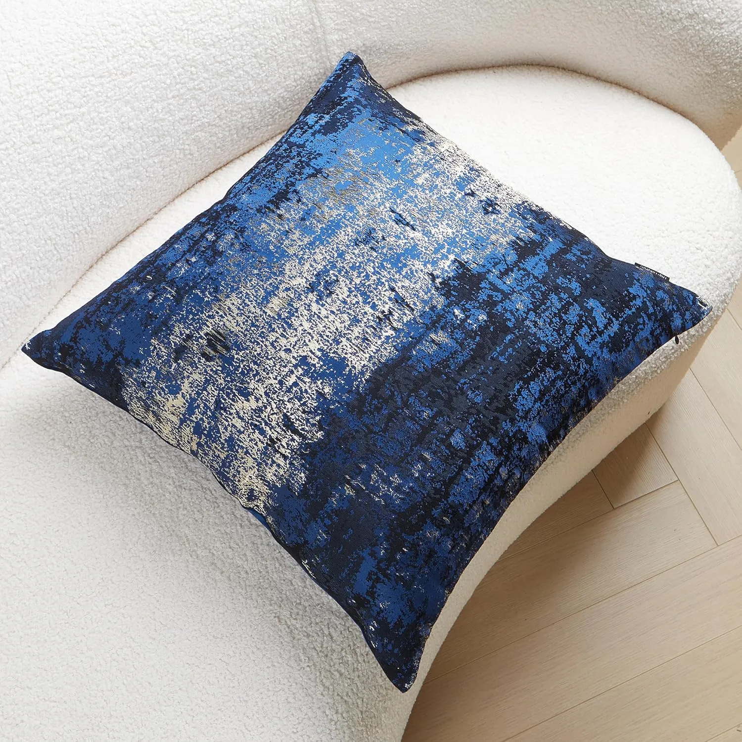 THE-TINOART Navy Throw Pillows Cover Subtle Sprinkling of Gold Decorative Square Pillowcase 20" x 20" Luxury Couch Accent Cushion Covers for Home Decoration 1Piece