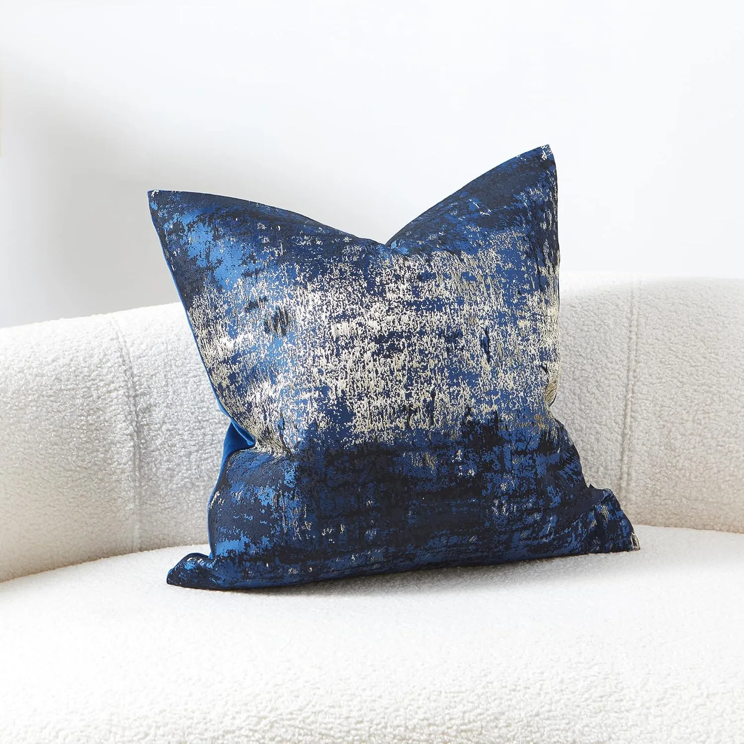 THE-TINOART Navy Throw Pillows Cover Subtle Sprinkling of Gold Decorative Square Pillowcase 20" x 20" Luxury Couch Accent Cushion Covers for Home Decoration 1Piece