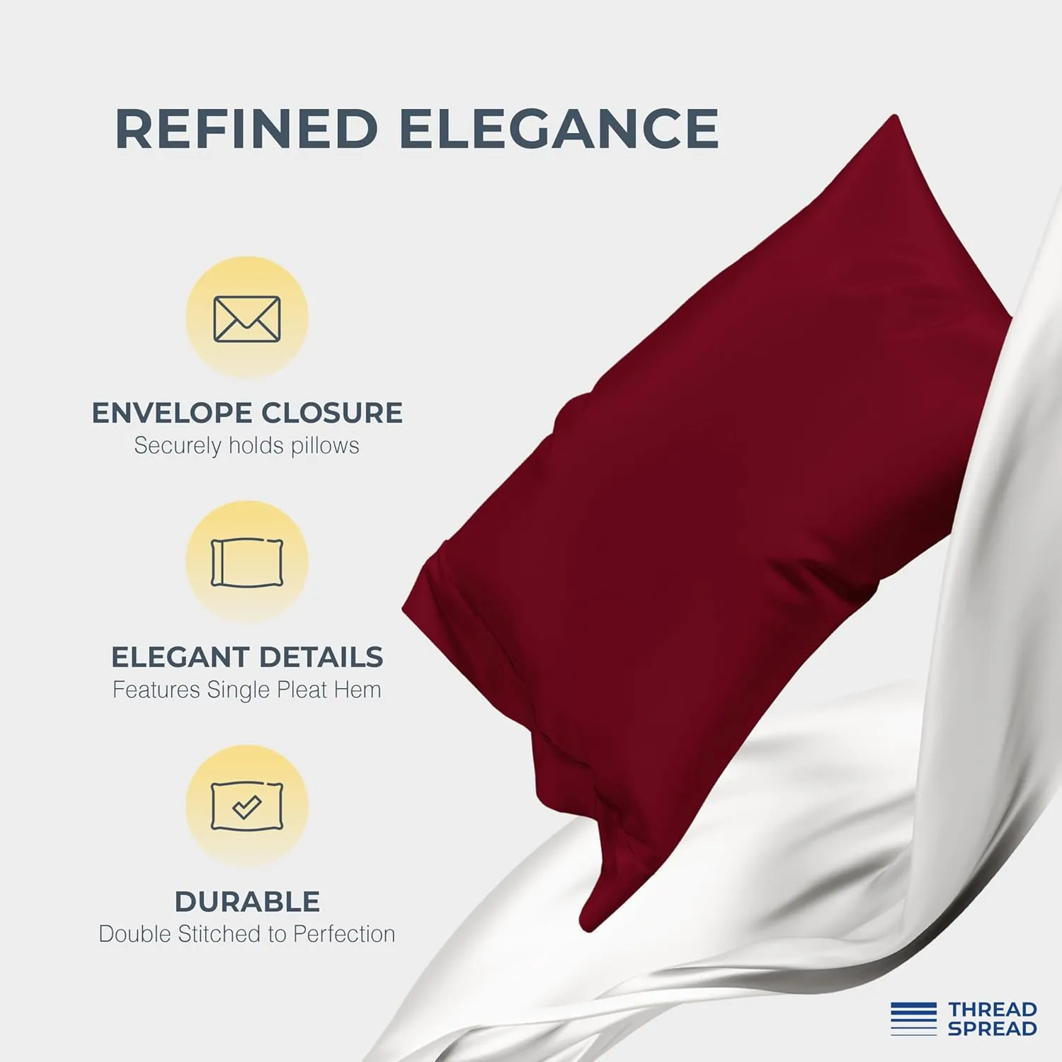 THREAD SPREAD 100% Egyptian Cotton King Size Sheets Set - Luxury 1500 Thread Count Egyptian Cotton Sheets King Size, 17" Deep Pocket, Soft, Cooling Sateen Weave Hotel Quality Bedding Set - Burgundy