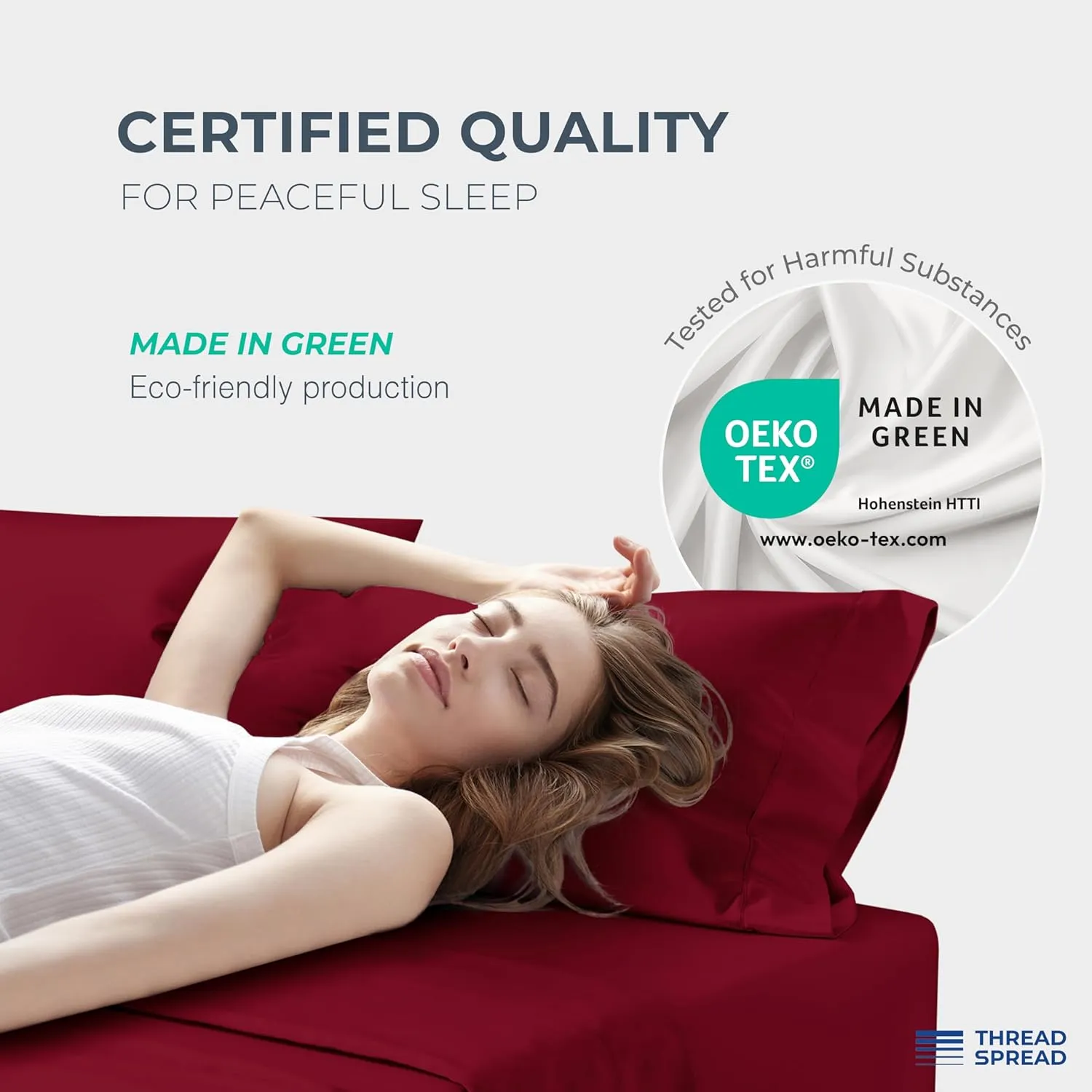 THREAD SPREAD 100% Egyptian Cotton King Size Sheets Set - Luxury 1500 Thread Count Egyptian Cotton Sheets King Size, 17" Deep Pocket, Soft, Cooling Sateen Weave Hotel Quality Bedding Set - Burgundy