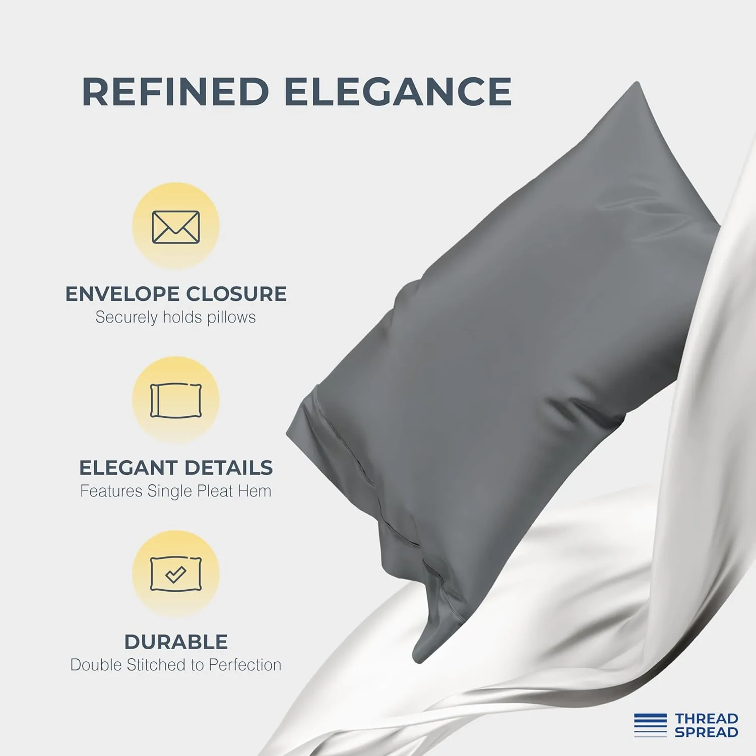 THREAD SPREAD 100% Egyptian Cotton King Size Sheets Set - Luxury 1500 Thread Count Egyptian Cotton Sheets King Size, 17" Deep Pocket, Soft, Cooling Sateen Weave Hotel Quality Bedding Set - Dark Grey