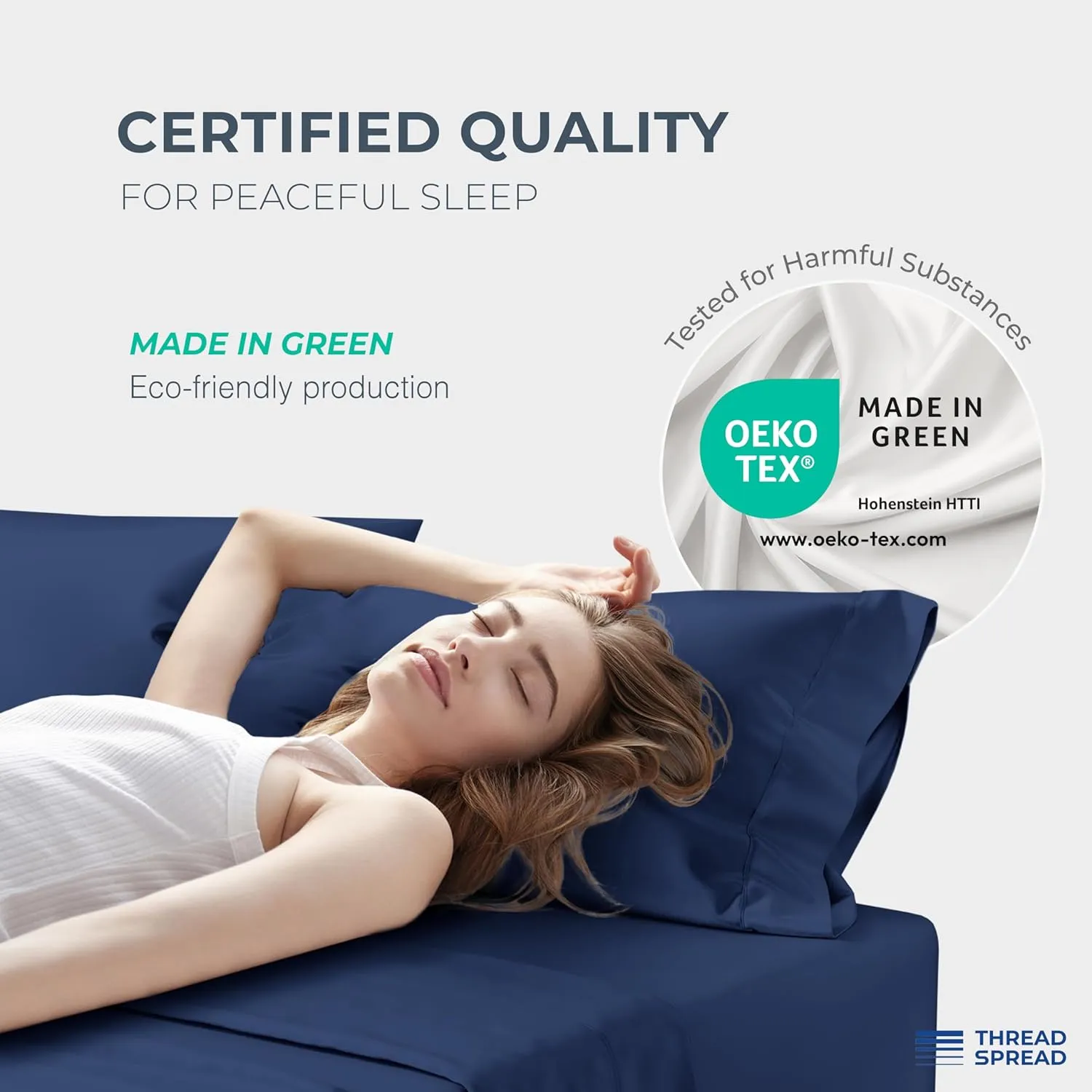THREAD SPREAD 100% Egyptian Cotton Sheets Queen Size - 1500 Thread Count 4 PC Queen Sheet Set Egyptian Cotton, Sateen Luxury Sheets Queen Size, High Thread Count Sheets, 17" Deep Pocket - Indigo