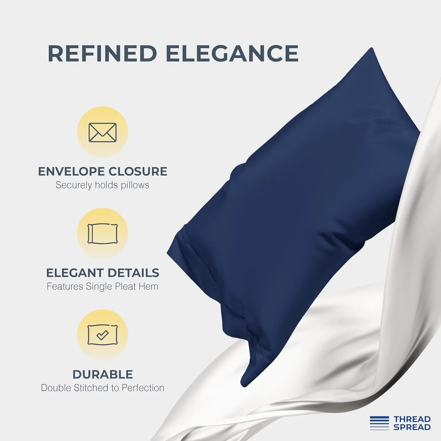 THREAD SPREAD 100% Egyptian Cotton Sheets Queen Size - 1500 Thread Count 4 PC Queen Sheet Set Egyptian Cotton, Sateen Luxury Sheets Queen Size, High Thread Count Sheets, 17" Deep Pocket - Indigo