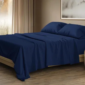 THREAD SPREAD 100% Egyptian Cotton Sheets Queen Size - 1500 Thread Count 4 PC Queen Sheet Set Egyptian Cotton, Sateen Luxury Sheets Queen Size, High Thread Count Sheets, 17" Deep Pocket - Indigo