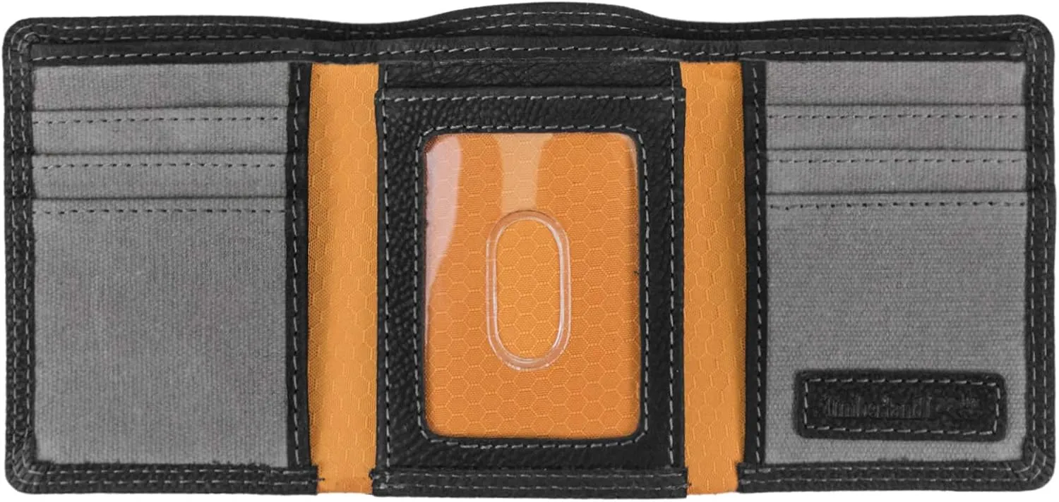 Timberland PRO Men's Leather RFID Trifold Wallet with Id Window