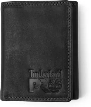 Timberland PRO Men's Leather RFID Trifold Wallet with Id Window