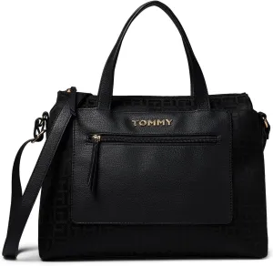 Tommy Hilfiger Women's Alexis Ii Convertible Top Zip Satchel Geometric Jacquard