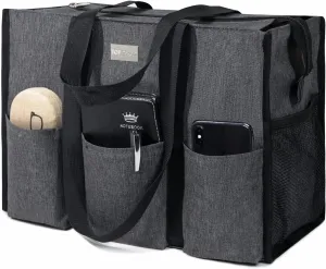 TOPDesign Utility Water Resistant Tote Bag with 13 Pockets, Top Zipper Closure & Thick Bottom Support, for Working Women