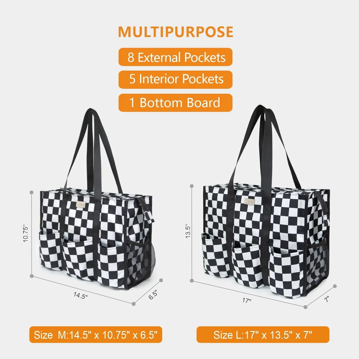 TOPDesign Utility Water Resistant Tote Bag with 13 Pockets, Top Zipper Closure & Thick Bottom Support, for Working Women