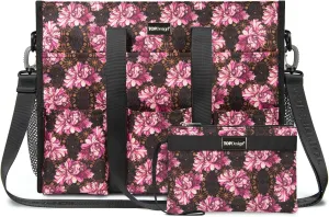 TOPDesign Utility Water Resistant Tote Bag with 22 Pockets, Top Zipper Closure & Thick Bottom Support, for Working Women
