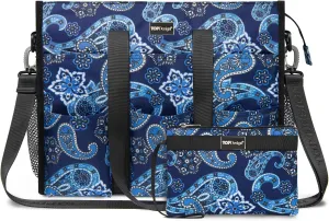 TOPDesign Utility Water Resistant Tote Bag with 22 Pockets, Top Zipper Closure & Thick Bottom Support, for Working Women
