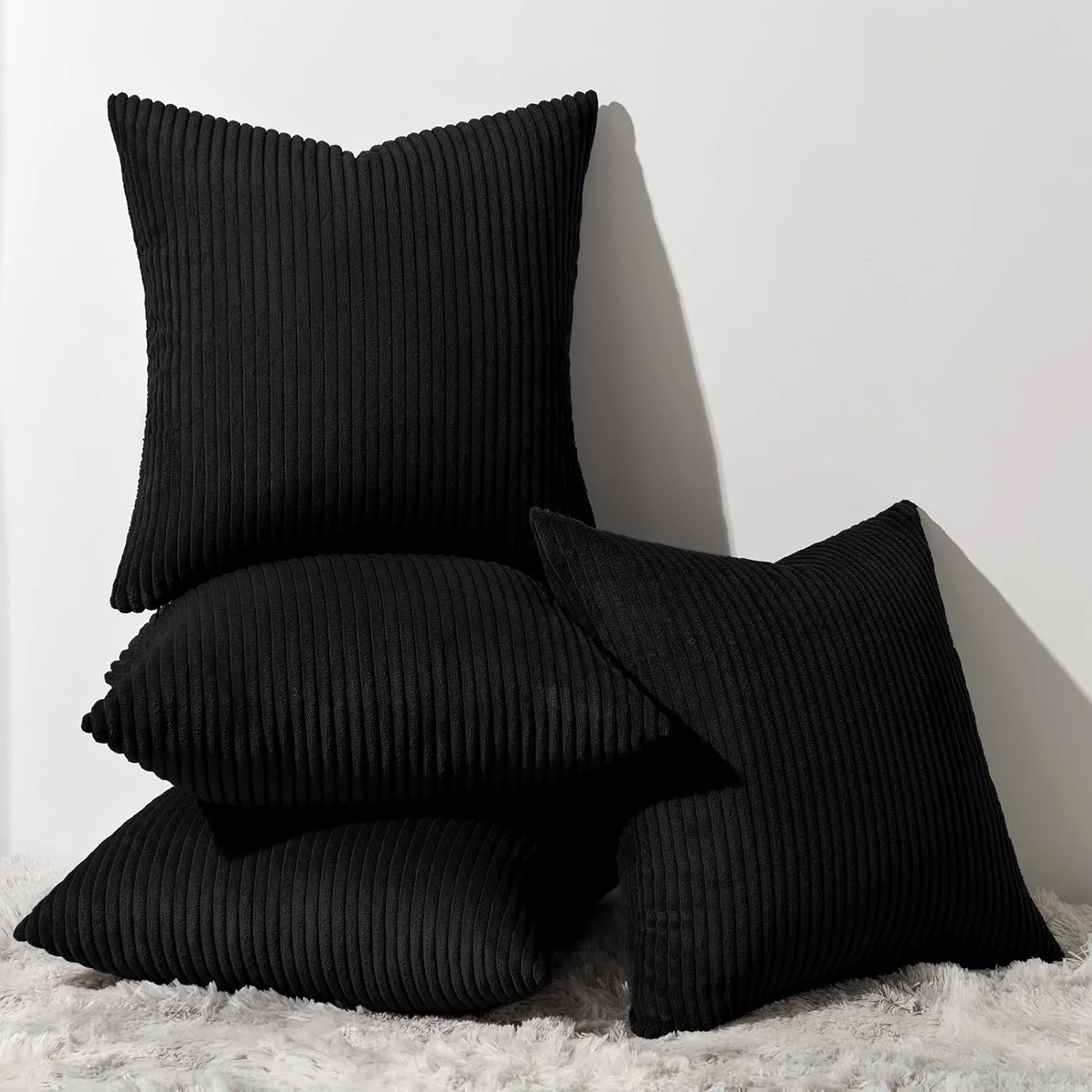 Topfinel Decorative Black Throw Pillow Covers Cushion Cases, Set of 4 Soft Velvet Modern Double-Sided Designs Match for Home Decor, Pillow Inserts Not Included (18x18 inch)