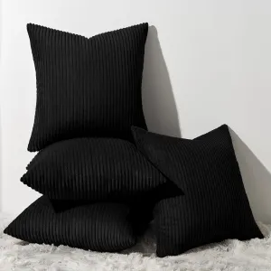 Topfinel Decorative Black Throw Pillow Covers Cushion Cases, Set of 4 Soft Velvet Modern Double-Sided Designs Match for Home Decor, Pillow Inserts Not Included (18x18 inch)