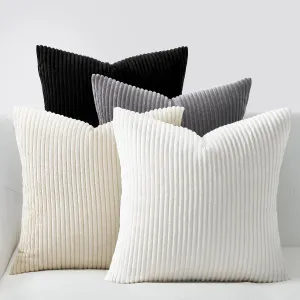 Topfinel Decorative Throw Pillow Covers Cushion Cases,Set of 4 Soft Velvet Modern Double-Sided Designs,Mix and Match for Boho Farmhouse Fall Home Decor(18x18 inch, White/Black)