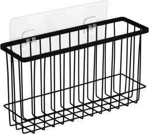 Toplife Wall Door Adhesive Kitchen Wrap Organizer Rack, No Drilling, Black