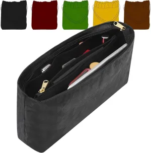 Tote Bag Organizer Insert Compatible with 22 bag Medium Handbag, Dupont Paper Inner Purse Organizer Insert Makeup Liner Bag Shaper (Black, M)