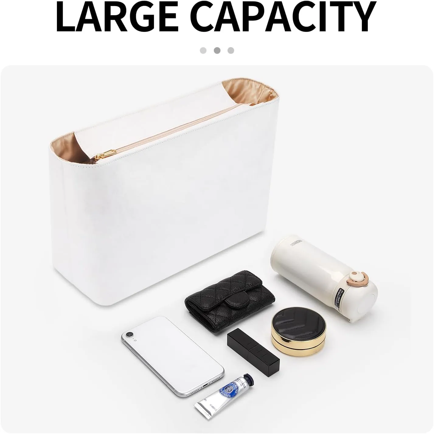 Tote Bag Organizer Insert Compatible with Geya Sain Louis GM Bag, Dupont Paper Purse Inner, Makeup Liner HandBag Shaper (White, GM)