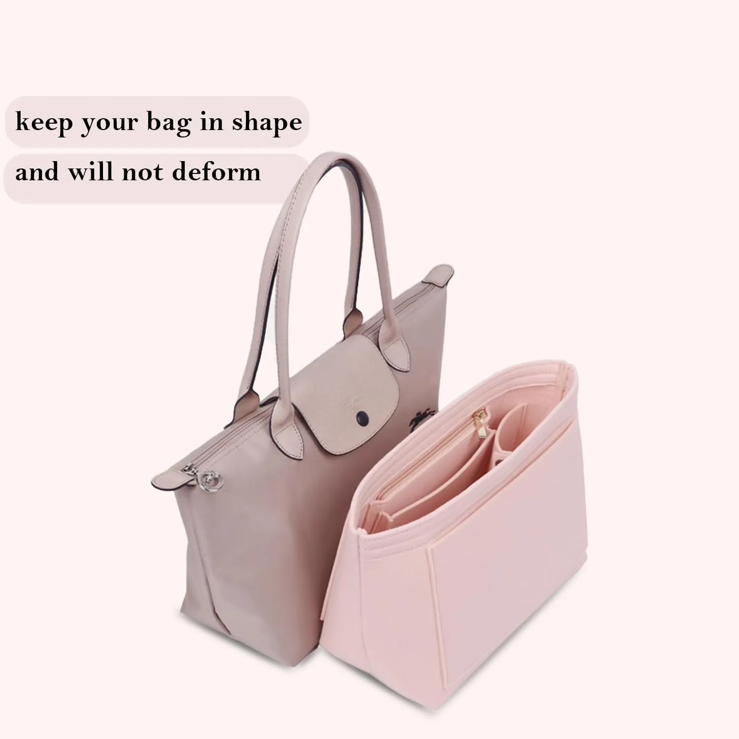 Tote organizer, Longchamp organizer insert for Longchamp Le Pliage Neo crossbody bag (M(14.5x5.9x9.8), Grey)