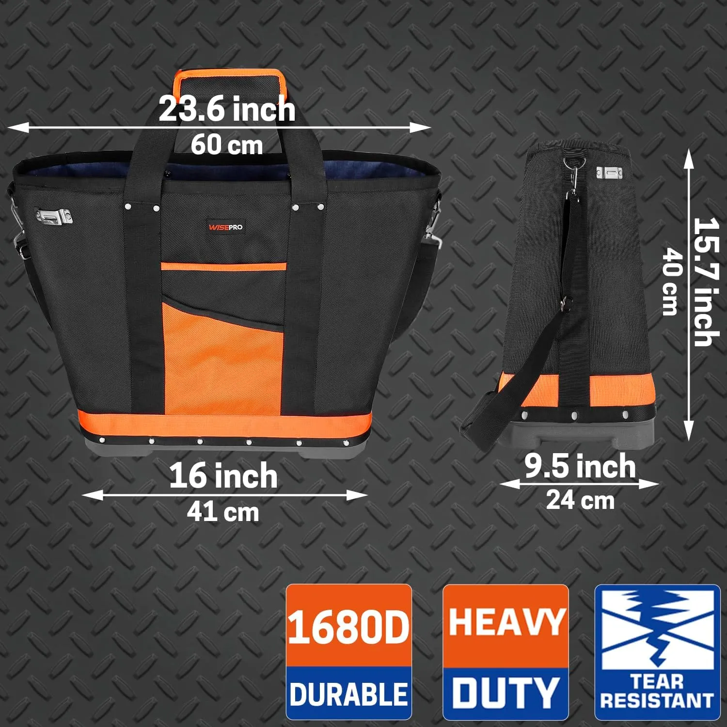 Tote Tool Bag, Open Top Tool Bag, Waterproof Hard Bottom Tool Carrier, Tool & Gear Bags