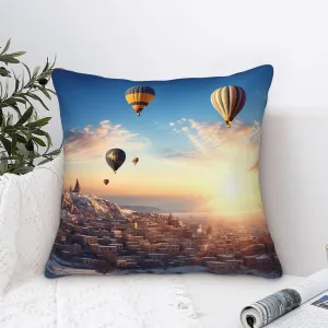 Tour of The Balloon Print Velvet Throw Pillow Covers Super Soft Decorative Square Pillowcases Cushion Cases for Sofa Couch Bedroom 22"x22"