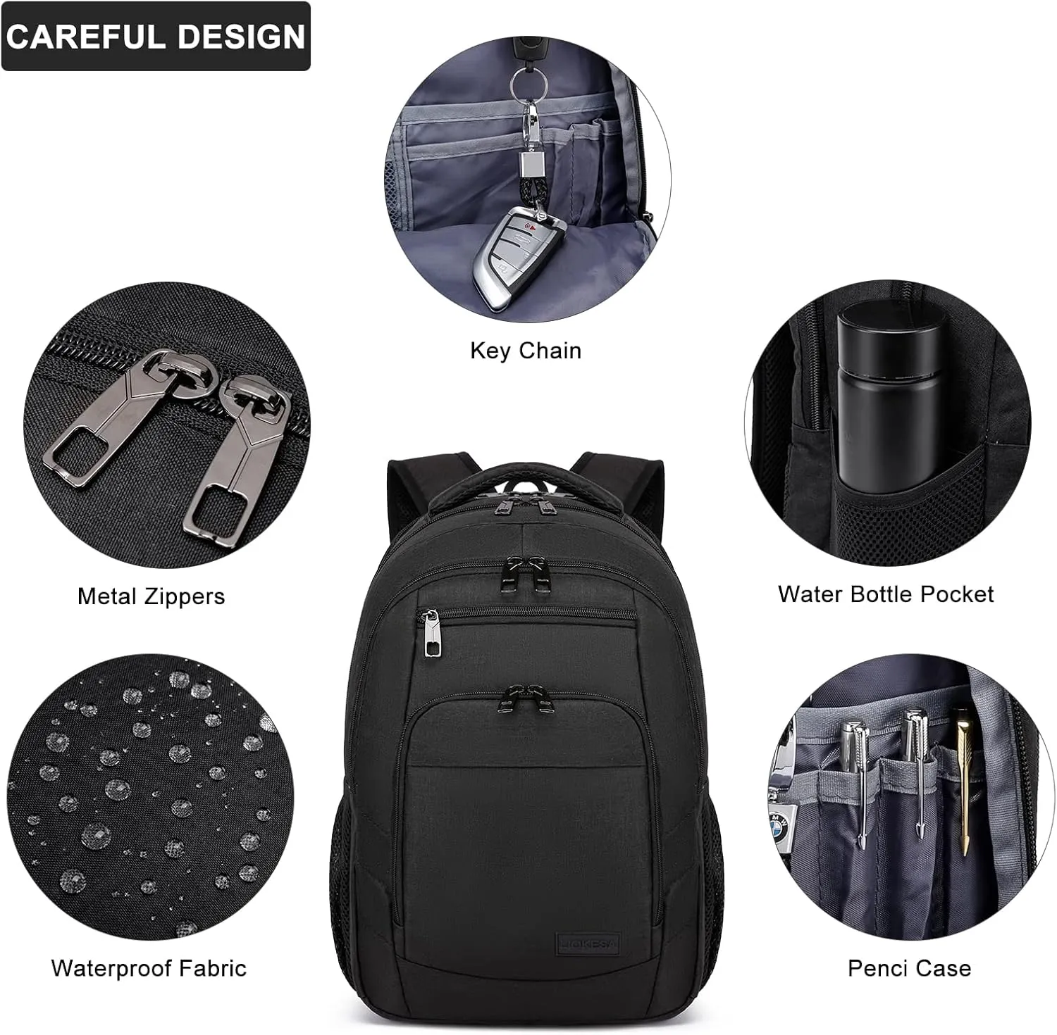 Travel Laptop Backpack, 17.3 Inch Large Backpack for School, Business Laptop Backpack with USB Charging Port, Anti Theft Water Resistant College Computer Bag Daypack for Men Women, Black