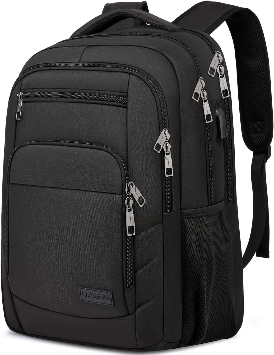 Travel Laptop Backpack, 17.3 Inch Large Backpack for School, Business Laptop Backpack with USB Charging Port, Anti Theft Water Resistant College Computer Bag Daypack for Men Women, Black