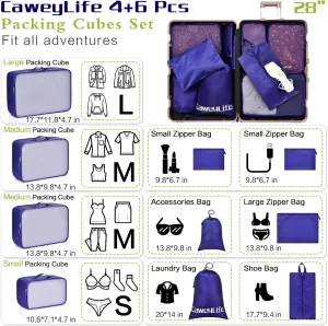 Travel Packing Cubes for Suitcases 5/10 Pcs Set, Carry On Suitcase Organizer Bags Set Luggage Travel Cube, Deep Large Design (10 Pcs Night Blue, 10 Pcs Set)