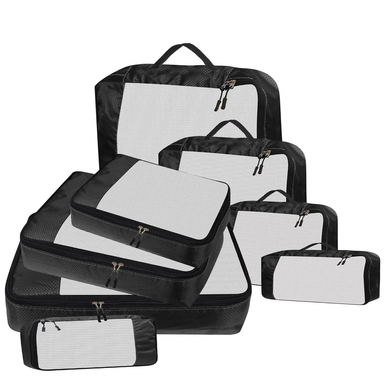 Travel Packing Cubes Polyester Organizer Bags (Pack of 4,Black)
