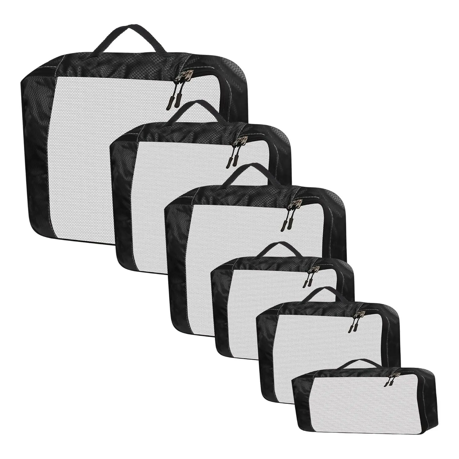Travel Packing Cubes Polyester Organizer Bags (Pack of 4,Black)
