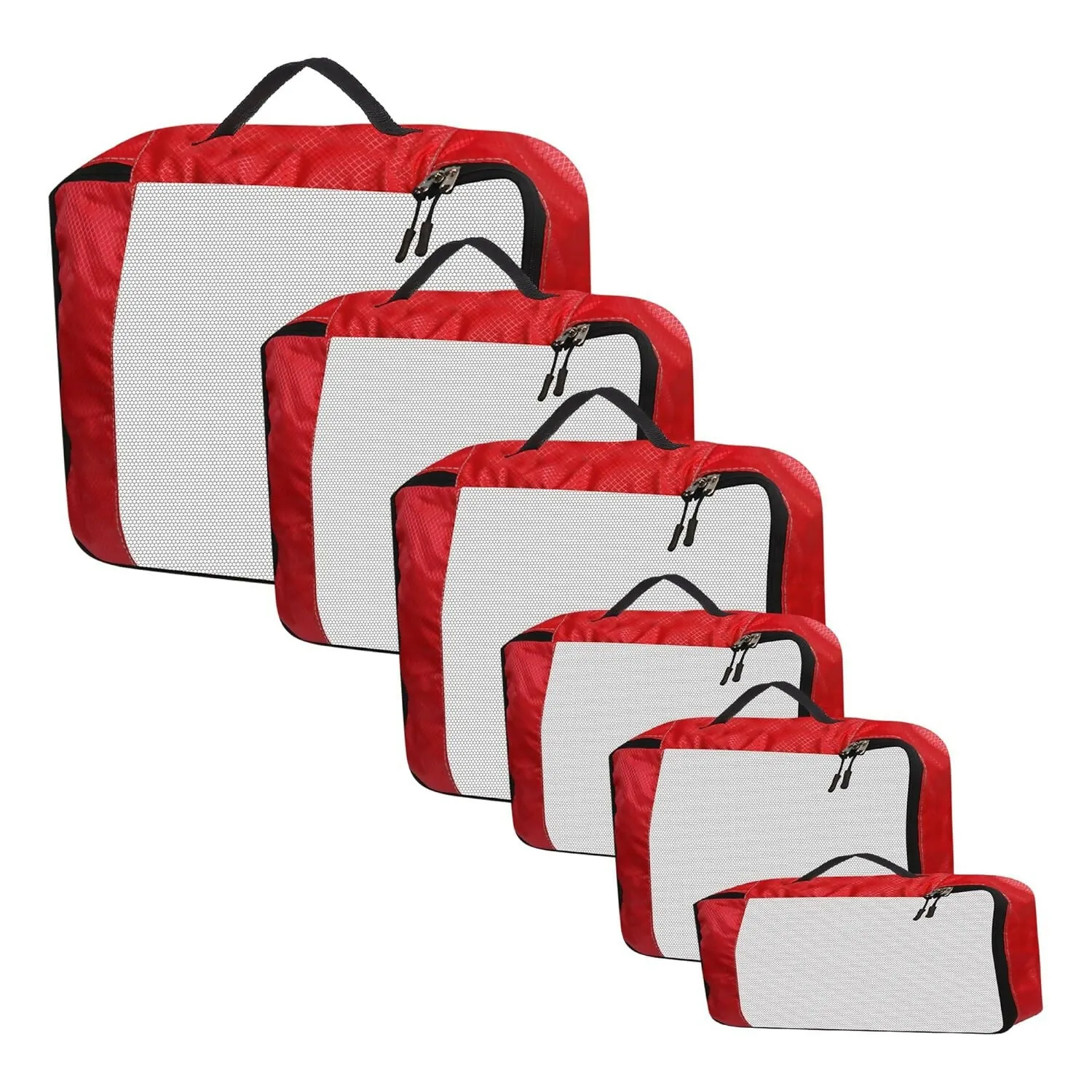 Travel Packing Cubes Polyester Organizer Bags (Pack of 4,Red)