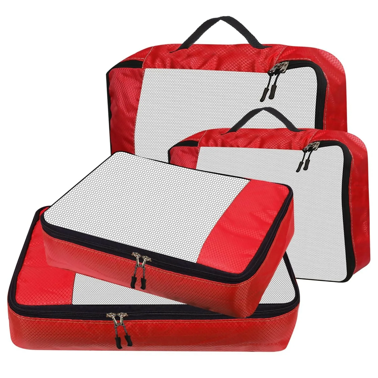 Travel Packing Cubes Polyester Organizer Bags (Pack of 4,Red)