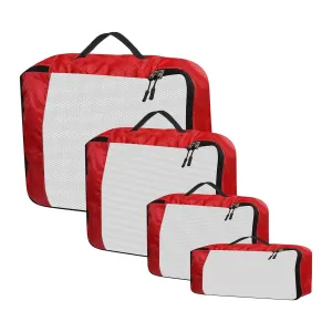 Travel Packing Cubes Polyester Organizer Bags (Pack of 4,Red)