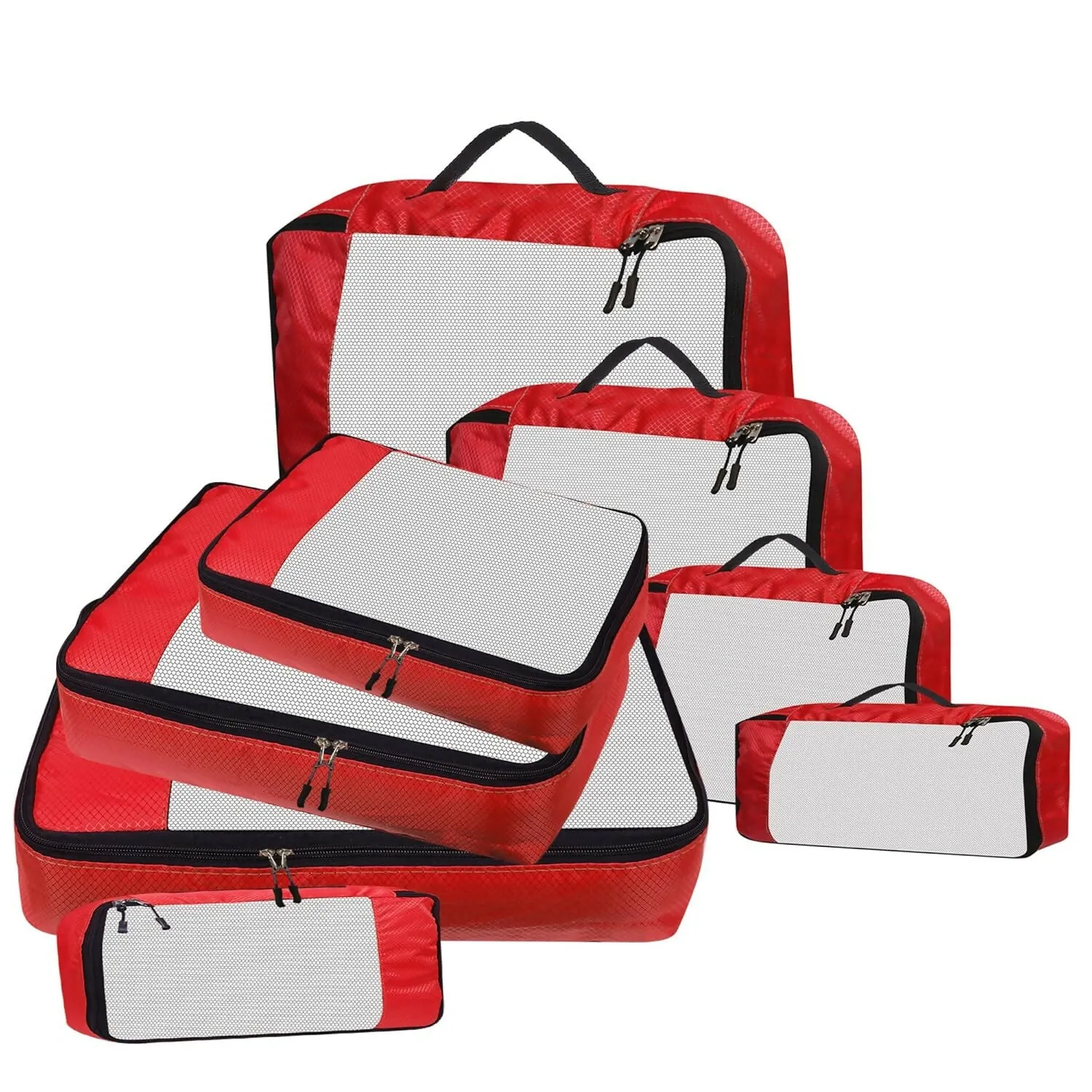 Travel Packing Cubes Polyester Organizer Bags (Pack of 4,Red)
