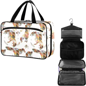 Travel Toiletry Bag for Woman/Men,Argyle Wolf Wildlife Animal Hanging Organizer Bag with Pockets Portable Folding Travel Case Bags for Makeup Cosmetic Toiletries Storage Traveling-M