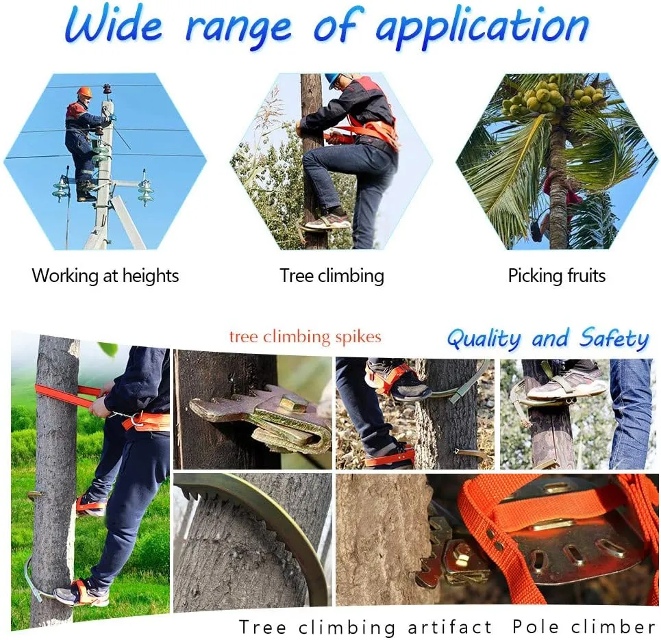 Tree Climbing Spikes, Professional Non-Slip Tree Climbing Gear for Tree Work, Stainless Steel Climbing Trees Tool, Outdoor Sports Supplies,set-450model