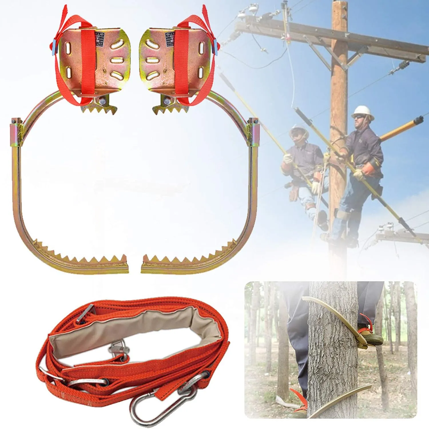 Tree Climbing Spikes, Professional Non-Slip Tree Climbing Gear for Tree Work, Stainless Steel Climbing Trees Tool, Outdoor Sports Supplies,set-450model