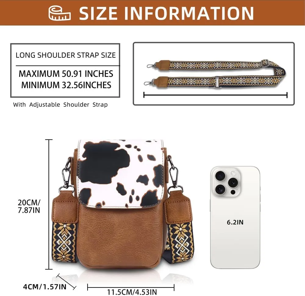 Trendy Small Crossbody Bag for Women Leather Cell Phone Purse with Triple Compartments & Card Slots, Lightweight Shoulder Bag