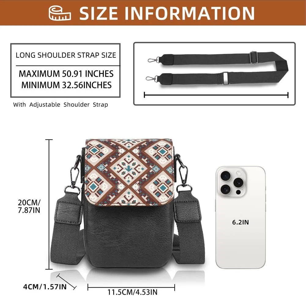 Trendy Small Crossbody Bag for Women Leather Cell Phone Purse with Triple Compartments & Card Slots, Lightweight Shoulder Bag