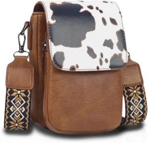 Trendy Small Crossbody Bag for Women Leather Cell Phone Purse with Triple Compartments & Card Slots, Lightweight Shoulder Bag