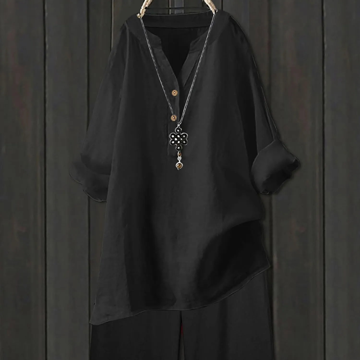 Trendy Tops for Women 2025 Summer Cotton Linen Shirts Trendy Long Sleeve Work Gauze Tops Boho Beach Henley T-Shirts